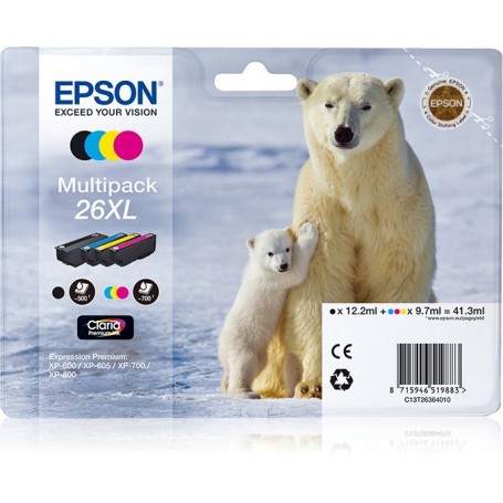 multipack Epson 26 XL orso polare nero ciano magenta giallo