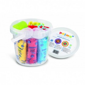 10 Panetti Ass. Da 100Gr Pasta Soffice Da Modellare,6 Formine, 8 Stampini, 1 Mattarello In Plastica In Secchie